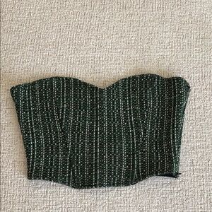 Zara Green and White Strapless Top